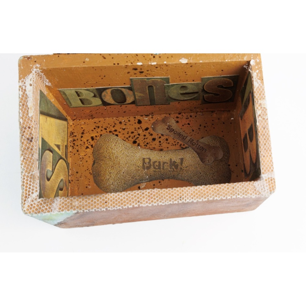 Hand Painted Recipe Box Dog Art Decoupage Unique Kitchen Decor Storage - Picture 8 of 10